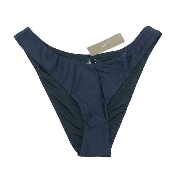 J Crew Curved-Waist Cheeky Bikini Bottom Mid-Rise High-Cut Leg Navy Blue 2X - Picture 1 of 3
